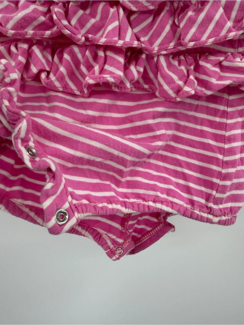 Vintage Ralph Lauren pink White striped ruffles romper onesie 3 months